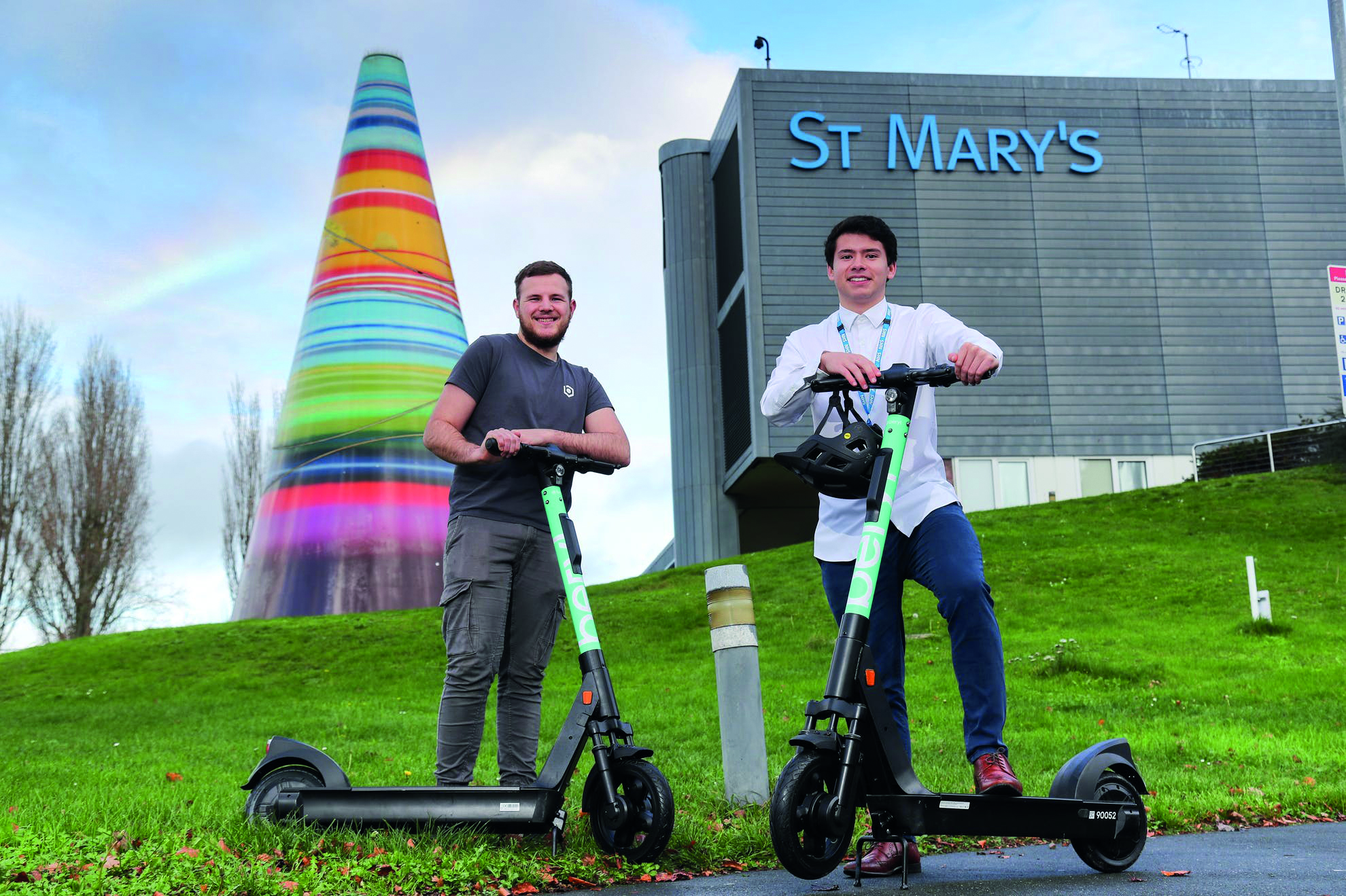 Riding electric scooters to work