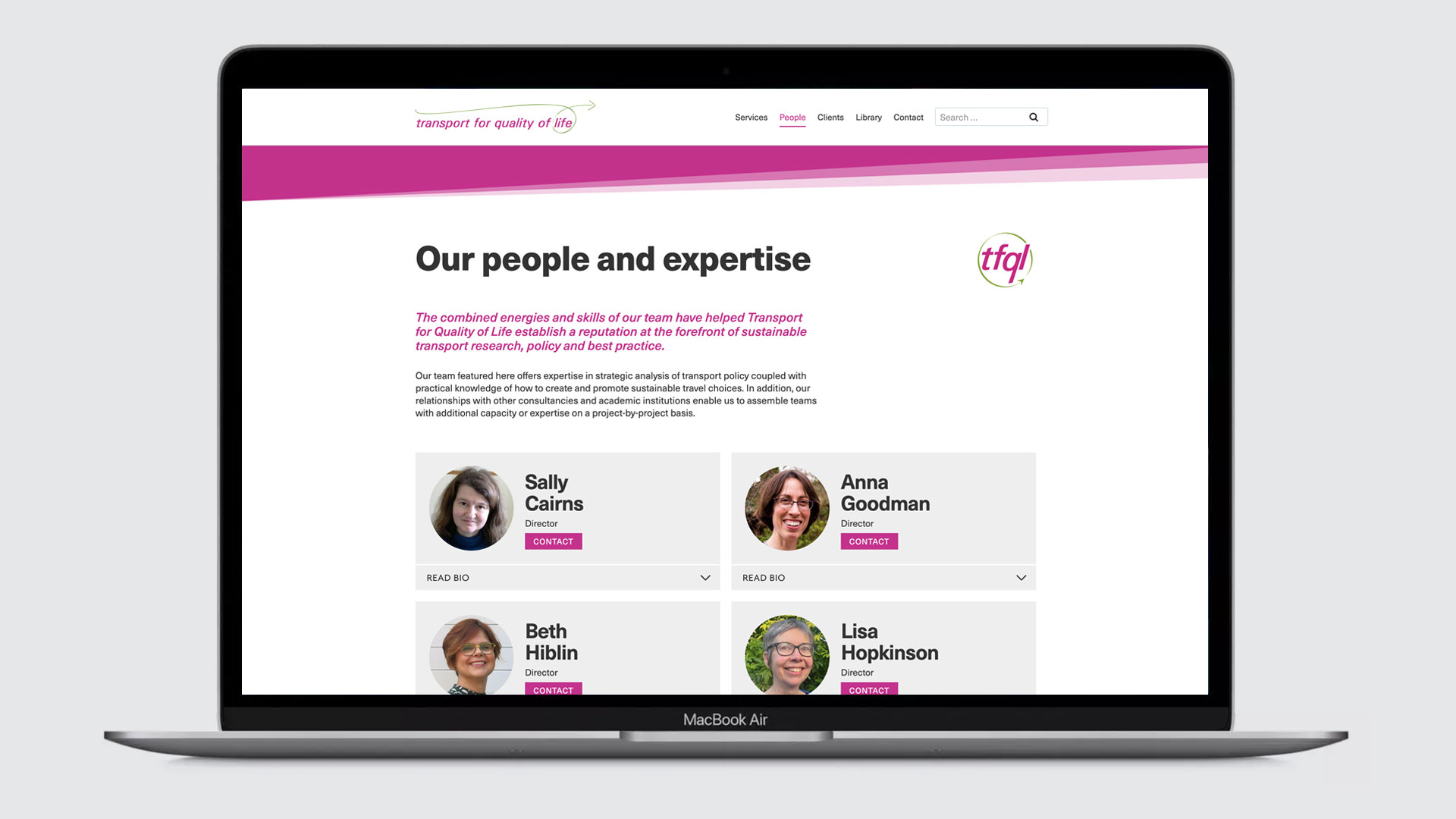 transport for quality of life website - people and expertise