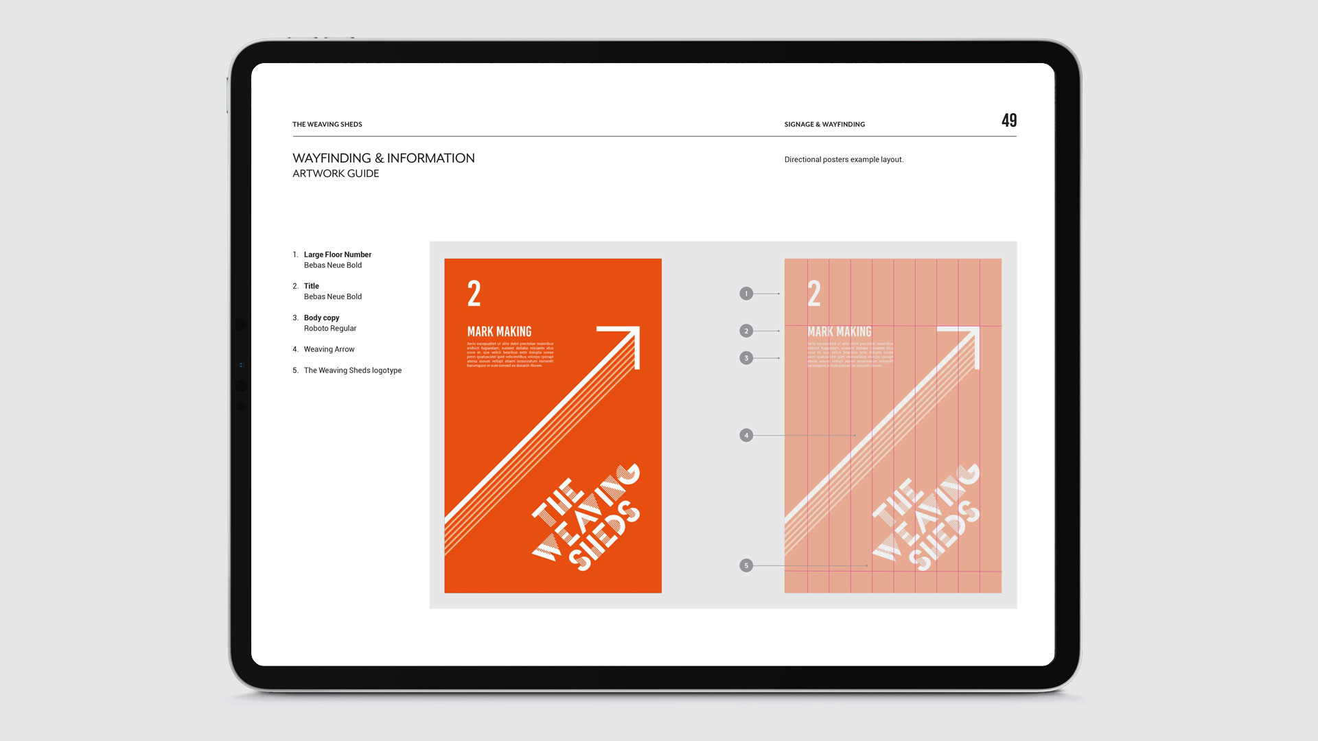 the weaving sheds brand manual wayfinding