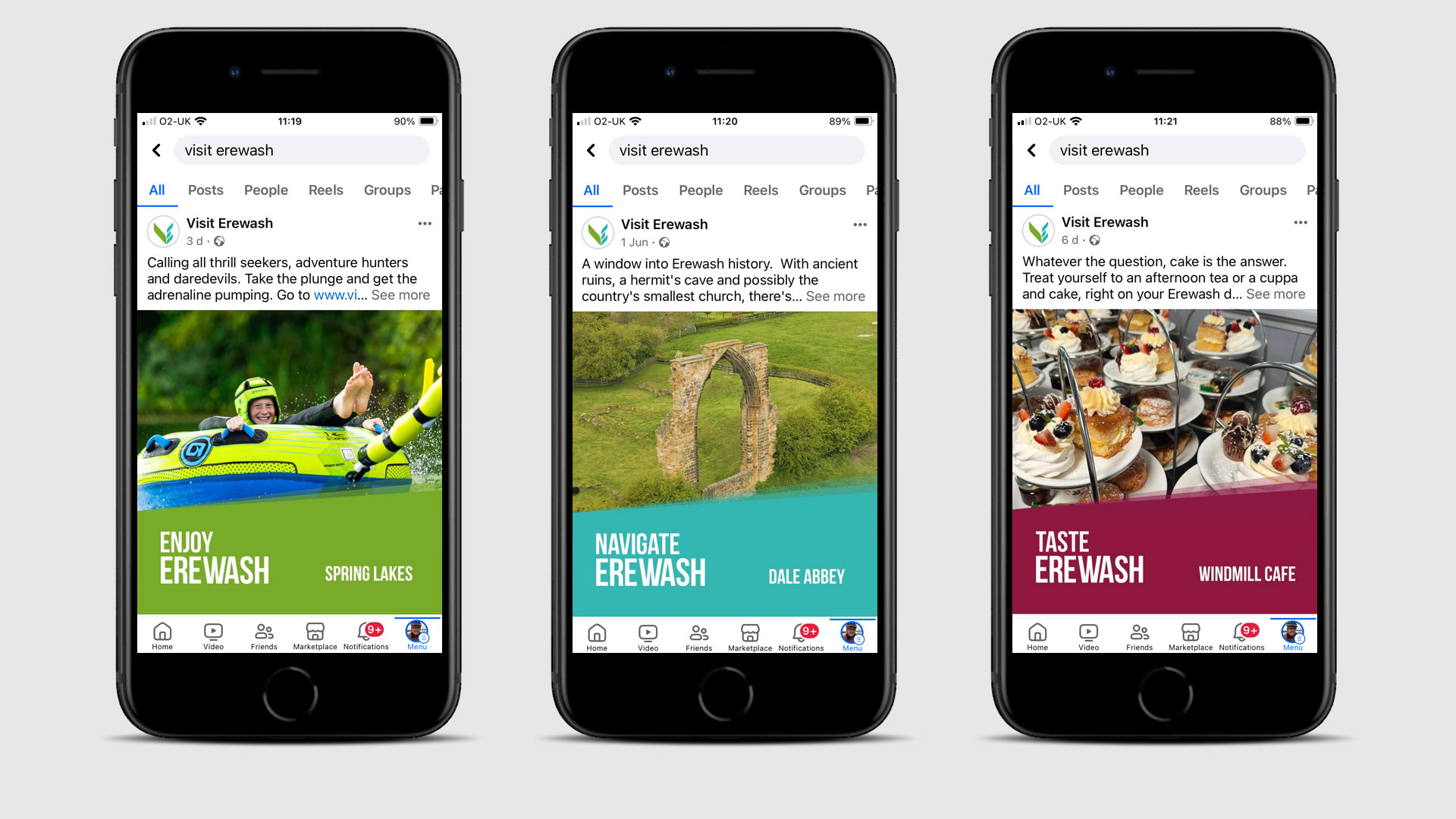 social posts for visit erewash launch campaign